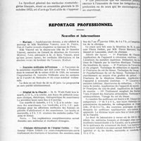 0107 - Page 106 - Partie professionnelle. Comptes rendus, documents, pièces officielles…. Rapport sur l’exercice illégal de l’art dentaire présenté à l’Assemblée générale du syndicat général des médecins stomatologistes le 25 octobre 1923 / Reportage professionnel. Nouvelles et Informations. Mariage / Journées médicales de Toulouse / Hôpital de la Charité / Clinique chirurgicale de l’hôpital Cochin