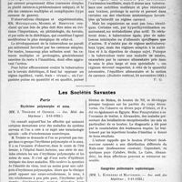 0142 - Page 141 - Partie scientifique. L’Actualité Scientifique. La Presse. Carence alimentaire et tuberculose [(Bulletin médical, 24 novembre 1923)] / Les Sociétés Savantes. Paris. Erythème polymorphe et zona, (Soc. Méd. des hôpitaux ; 2-11-1923) / Le bouton d’Orient (Leishmaniose cutanée), (Soc. méd. des hôpitaux ; 9-11-1923) / Gangrène pulmonaire septicémique, (Soc. méd. des hôpitaux ; 9-11-1923)