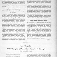 0144 - Page 143 - Partie scientifique. L’Actualité Scientifique. Les Sociétés Savantes. Paris. Une maladie qui disparaît : la chlorose, (Société médicale des hôpitaux ; 9 et 23-11-1928) / Empalement trans-recto-vésical, (Société de chirurgie ; 14-11-1923) / Influence de la lumière solaire sur la tuberculose expérimentale, (Société de biologie ; 15-12-1923) / Un cas rare de contagion de la rage, (Société de biologie ; 15-12-1923) / Les Congrès. XXXIIe Congrès de l’Association Française de Chirurgie, (8-13 octobre 1923 (Suite). Pathologie générale