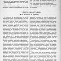 0148 - Page 147 - Partie scientifique. L’Actualité Scientifique. Les livres. «Les Agonies », par Docteur Emile Barré, Guichaoua, libraire-éditeur, Douarnenez / La voix : anatomie, physiologie, conseils et soins médicaux, par Dr Mounier, Vigot frères, éditeurs, Paris / Thérapeutique appliquée. Néo-rhomnol et syphilis