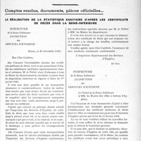 0156 - Page 155 - Partie professionnelle. Travaux Originaux. Chronique hospitalière. Maison de santé / Comptes rendus, documents, pièces officielles.... La réalisation de la statistique sanitaire d’après les certificats de décès dans la seine-inférieure