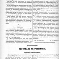 0165 - Page 164 - Partie professionnelle. Comptes rendus, documents, pièces officielles.... Service départemental des consultations de nourrissons / Reportage professionnel. Nouvelles et Informations. Ecole de psychologie