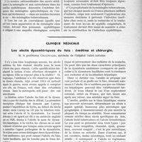 0192 - Page 191 - Partie scientifique. La syphilis ignorée de la première enfance. Le problème des méningites, par le Dr Leredde / Clinique médicale. Les abcès dysentériques du foie : émétine et chirurgie, M. le professeur Chauffard