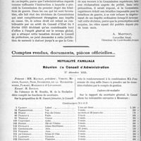 0211 - Page 210 - Partie professionnelle. Travaux Originaux. Jurisprudence. Anomalies fiscales / Comptes rendus, documents, pièces officielles…. Mutualité familiale. Réunion du Conseil d'Administration, 27 décembre 1923