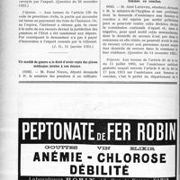 0225 - Page 224-XLIV - Documents officiels. A l’officiel. Réponses des Ministres aux questions des Parlementaires. Les frais d’expertise d’une victime civile de la guerre ne peuvent lui être réclamés si l’Etat a été condamné aux dépens / Un mutilé de guerre a le droit d’avoir copie des pièces médicales jointes à son dossier / Pas de recours contre le refus d’assistance aux femmes en couches
