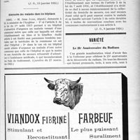 0226 - Page XLV-225 - Documents officiels. A l’officiel. Réponses des Ministres aux questions des Parlementaires. Pas de recours contre le refus d’assistance aux femmes en couches / Admission des malades dans les hôpitaux / Variété. Le 25e Anniversaire du Radium