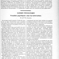 0244 - Page 243 - Partie scientifique. Travaux Originaux. Diététique infantile. Alimentation et troubles alimentaires du nourrisson. L’Allaitement au sein, par P. Rohmer / Clinique psychiatrique. Troubles psychiques chez les tuberculeux, M. le Pr H. Claude