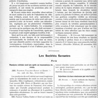 0253 - Page 252 - Partie scientifique. L’Actualité Scientifique. La Presse. Province et divers. De la mort subite au cours de l’anesthésie générale au chlorure d’éthyle [(Archiv. de méd. navale, décembre 1923)] / La kératite parenchymateuse [(Bruxelles Médical, 22 novembre 1923)] / Les Sociétés Savantes. Paris. Paralysie cubitale neuf ans après un traumatisme du coude, (Soc. méd. des hôp, 16-11-1923) / Injections à la base crânienne par voie frontale, (Société médicale des hôpitaux, 16-11-1923)