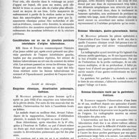 0257 - Page 256 - Partie scientifique. L’Actualité Scientifique. Les Sociétés Savantes. Toulouse. Société de médecine. Un cas de myopathie atrophique progressive / Considérations sur un cas de pleurésie purulente interlobaire d’origine tuberculeuse / Société de chirurgie. Empyème chronique, décortication pulmonaire. Guérison / Les récidives en couronne après le traitement radiothérapique des tumeurs / Estomac biloculaire, gastro-pylorectomie. Guérison / Estomac biloculaire traité par la gastrotomie. Guérison