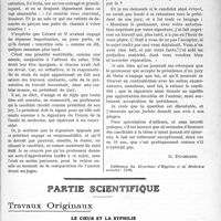 0298 - Page 295 - Propos du jour. Réflexions sur la thèse de doctorat en médecine / Partie scientifique. Travaux Originaux. Le coeur et la syphilis, par Léon Girouxet Louis Brin