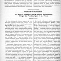 0301 - Page 298 - Partie scientifique. Travaux Originaux. Le coeur et la syphilis, par Léon Girouxet Louis Brin / Causerie chirurgicale. La séance solennelle de la Société de chirurgie. Éloge de Farabeuf par J. -L. Faure, par Dartigues