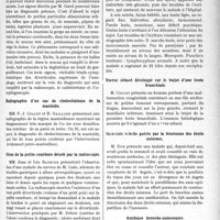 0316 - Page 313 - Partie scientifique. L'Actualité Scientifique. Les Sociétés Savantes. Lyon. Société nationale de médecine et des sciences médicales. A propos du diagnostic des diverticules de Zenker / Radiographie d’un cas de cholestéatome de la mastoide / Ulcus de la petite courbure décelé par la radioscopie / Accidents post-encéphalitiques du type parkinsonnien chez un hérédo-syphilitique / Noevus sébacé développé sur le trajet d’une fente branchiale / Insomnie rebelle guérie par la ténotomie des droits externes / Amibiase broncho-pulmonaire