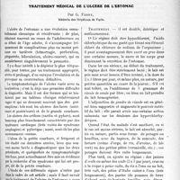 0356 - Page 349 - Partie scientifique. Travaux Originaux. Traitement médical de l’ulcère de l’estomac, par G. Faroy