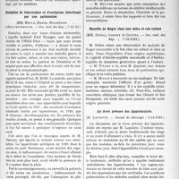 0432 - Page 421 - Partie scientifique. L’Actualité Scientifique. Les Sociétés Savantes. Paris. Manifestations ostéo-articulaires et syphilis, (Société médicale des hôpitaux ; 14-12-1923) / Simulation de tuberculose et d’occlusion intestinale par une pathomime, (Soc. méd. des hôp. ; 7-12-23) / Maladie de Roger chez une mère et son enfant, (Soc. méd. des hôp. ; 7-12-1923) / Le lever précoce des laparotomisés, (Société de chirurgie: 5-12-1923)