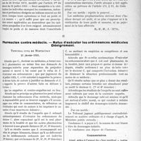 0502 - Page 489 - Partie professionnelle. Travaux Originaux. Jurisprudence. Les propharmaciens sont assujettis à la vérification des poids et mesures / Pharmacien contre médecin. — Refus d’exécuter les ordonnances médicales Dénigrement [Dr Paul Boudin]