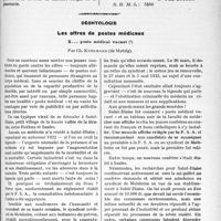0504 - Page 491 - Partie professionnelle. Travaux Originaux. Jurisprudence. Pharmacien contre médecin. — Refus d’exécuter les ordonnances médicales Dénigrement [Dr Paul Boudin] / Déontologie. Les offres de postes médicaux. X... poste médical vacant, par Ch. Kuhlmann