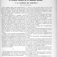 0530 - Page 517 - Partie scientifique. Travaux Originaux. La syphilis ignorée de la première enfance. Le problème des entérites, par le Dr Leredde