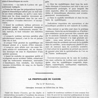 0540 - Page 527 - Partie scientifique. Travaux Originaux. Clinique chirurgicale. Les syphilitiques et leur traitement aux eaux sulfurées de Luchon, par les docteurs Henri Pelon et Pierre Salles / La prophylaxie du cancer, par le Dr. Baronaki