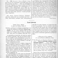 0609 - Page 596 - Partie scientifique. L'Actualité Scientifique. Les Sociétés Savantes. Montpellier. Réunion obstétricale et gynécologique / Les Livres. Précis de psychiatrie, par E. Régis, Gaston Doin, éditeur, Paris, 6e / Traité de pathologie médicale et de thérapeutique appliquée, par Pr E. Sergent, L. Ribadeau-Dumas, L. Babonneix, A. Maloine et Fils, éditeurs, A. Maloine et Fils, éditeurs. Paris 1923