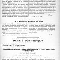0698 - Page 681 - Propos du jour. Le Concours Médical aux Antipodes. La médecine civile et la situation sanitaire en Nouvelle-Calédonie [J. Noir] / A la Faculté de Médecine de Paris / Partie scientifique. Travaux Originaux. Considérations sur les végétations adénoïdes et leurs indications thérapeutiques, par le Dr Paul Truffert