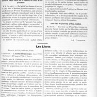 0718 - Page 701 - Partie scientifique. L’Actualité Scientifique. Les Sociétés Savantes. Toulouse. Société d'obstétrique et de gynécologie. Colibacillose gravidique ayant simulé une appendicite / Cancer du vagin traité par le radium au cours d’une grossesse / Fibrome ou grossesse / Trois cas de placenta praevia central / Les Livres. L’Année thérapeutique, par L. Cheinisse, Masson et Cie, éditeurs, Paris. 1923