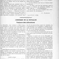 0724 - Page 707 - Partie professionnelle. Travaux Originaux. A propos des thèses de doctorat en médecine [G. Duchesne] / Chronique de la mutualité. Toujours des subventions [Dr. Vimont]