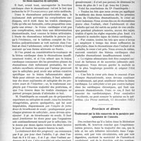0773 - Page 756 - Partie scientifique. L’Actualité Scientifique. La Presse. L’épreuve de la diurèse fractionnée et le régime des boissons au cours des néphrites [(La Presse médicale, 15 décembre 1923)] / Traitement du rhumatisme polyarticulaire aigu par les doses massives de salicylate [(La Presse médicale, 15 décembre 1923)] / Province et divers. Traitement par la bile conservée de la paralysie postopératoire de l’intestin [(Strasbourg Médical, 2 février 24)]