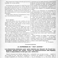 0781 - Page 764 - Partie professionnelle. Travaux Originaux. Des injures ? Ou des vérités ? [G. Duchesne] / La suppression du tout compris. Les honoraires médicaux pour soins donnés aux blessés du travail hospitalisés doivent être payés, disent les Administrateurs des hôpitaux, mais à nous-mêmes et non pas aux médecins [Dr Fernand Decourt]