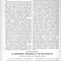 0819 - Page 800 - Partie scientifique. Travaux Originaux. Diététique infantile. Alimentation et troubles alimentaires du nourrisson. Technique de l’allaitement artificiel, par P. Rohmer / Le redressement méthodique du pied bot congénital, par Mutel et G. Roedere. Il doit être commencé à la naissance / Inconvénients du traitement précoce