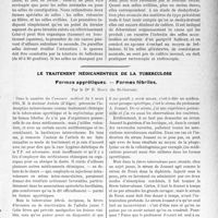 0878 - Page 855 - Partie scientifique. Travaux Originaux. Coprologie pratique, par le Dr. L. - H. -Dejust / Le traitement médicamenteux de la tuberculose. Formes apyrétiques. — Formes fébriles, par le Dr E. Roux