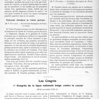 0888 - Page 865 - Partie scientifique. L’Actualité Scientifique. Les Sociétés Savantes. La contagiosité du cancer, (Académie de médecine ; 4-3-1924) / Traitement chirurgical de l’ulcère gastrique, (Société des chirurgiens de Paris ; 7-3-1924) / Anesthésie épidurale et rachi-anesthésie, (Société des chirurgiens de Paris, 7-3-1924) / Les Congrès. Ier Congrès de la ligue nationale belge contre le cancer, (18-21 novembre 1923)