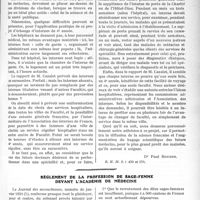 0902 - Page 879 - Partie professionnelle. Travaux Originaux. Chronique hospitalière. Echange des Internes de 4e année des Hôpitaux de Facultés [Dr. Paul Boudin] / Règlement de la profession de sage-femme devant l’académie de médecine [Dr Carlier]