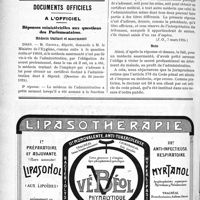 0915 - Page 890-LIV - Note de pratique quotidienne. Traitement de l’anaphrodisie / Documents officiels. A l’officiel. Réponses ministérielles aux questions des Parlementaires. Médecin traitant et assermenté / Note