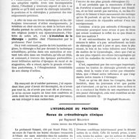 0937 - Page 910 - Partie scientifique. Le mouvement chirurgical français en 1923, par le Dr Raphaël Massart. Les livres [Dr. Raphaël Massart] / L’hydrologie du praticien. Revue de crénothérapie clinique, par Raymond Molinéry