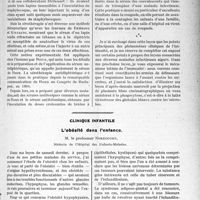 0988 - Page 959 - Partie scientifique. Travaux Originaux. L’immunité naturelle et l'immunité acquise, par Camille Lian. Immunité acquise provoquée. Sérothérapie / Clinique infantile. L’obésité dans l’enfance, M. le professeur Nobécourt [Leçon faite à la clinique médicale de l'hôpital des Enfants-Malades et recueillie par le Dr P. Lacroix]