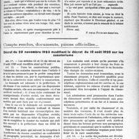1014 - Page 985 - Partie professionnelle. Travaux Originaux. Variétés. Margoulinades ou les tribulations du chauffeur moderne / Compte rendus, documents, pièces officielles.... Décret du 20 novembre 1923 modifiant le décret du 10 août 1920 sur les sanatoriums
