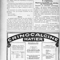 1027 - Page 996-LVI - Correspondance. Application du Tarif Maginot. Soins donnés à un non inscrit / Documents officiels. A l’officiel. Réponses ministérielles aux questions des Parlementaires. Demi-taxes des automobiles professionnelles