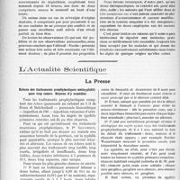 1053 - Page 1022 - Partie scientifique. Travaux Originaux. Douleur et insomnie, par le Docteur A. Mallein-Gérin. Examen microscopique / L’Actualité Scientifique. La Presse. Echecs des traitements prophylactiques antisyphilitiques trop courts. Moyens d’y remédier [(Journal des praticiens, 29 décembre 1923)] / Sur la pathologie et la thérapeutique de la symphyse cardiaque [(Paris médical, 29 décembre 1923)]