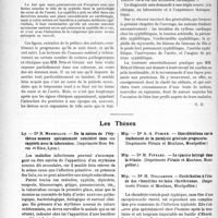 1065 - Page 1034 - Partie scientifique. L’Actualité Scientifique. Les Livres. Syphilis du coeur et de l’aorte, par L. Brin et Léon Giroux, G. Doin, éditeur, Paris / Les Thèses. De la nature de l'érythème noueux spécialement considéré dans ses rapports avec la tuberculose, par Dr R. Mermillod (Imprimerie Bosc frères et Riou, Lyon) / Fracture du condyle externe do l’humérus chez l’enfant, par Dr R. Boissel (Masson et Cie, éditeurs, Paris) / Considérations sur le traitement de la paralysie générale progressive, par Dr A. -A. Pomier (Imprimerie Firmin et Montano, Montpellier) / Le spasme laryngé dans la tétanie. (Imprimerie Firmin et Montane, Montpellier) / Contribution à l’étude des chondrites costales éberthiennes, par Dr H. Delcambre (Imprimerie Firmin et Montane, Montpellier)
