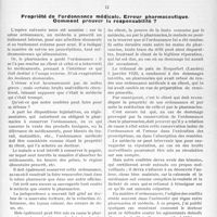 1116 - Page 1085 - Partie professionnelle. Travaux Originaux. Jurisprudence. Conflits entre médecin et pharmacien / Propriété de l’ordonnance médicale. Erreur pharmaceutique. Comment prouver la responsabilité ? [Dr Paul Boudin]