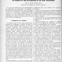 1261 - Page 1224 - Partie scientifique. La conception actuelle de la pathogénie du diabète et des glycosuries et de leur traitement, par le Docteur Henry. Pathogénie du diabète