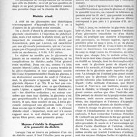 1265 - Page 1228 - Partie scientifique. La conception actuelle de la pathogénie du diabète et des glycosuries et de leur traitement, par le Docteur Henry. Pathogénie des glycosuries / Diabète rénal / Moyens d’établir le diagnostic et le pronostic du diabète
