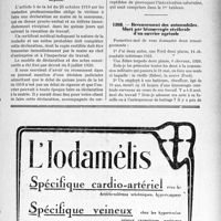 1306 - Page VII-1267 - Correspondance. Déclaration de maladie professionnelle / Recensement des automobiles. Mort par hémorragie cérébrale d’un ouvrier agricole