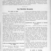 1332 - Page 1293 - Partie scientifique. L’Actualité Scientifique. La Presse. Fractures de la base du crâne et atrophie du nerf optique [(Strasbourg Médical, 20 mars 24)] / Les Sociétés Savantes. Les ombres en relief, (Académie de médecine ; 15-4-1924) / Le rôle de la contagion familiale dans la tuberculose de l’enfant, (Académie de médecine ; 15-4-1924) / L’hystérectomie dans le traitement de l’infection puerpérale, (Académie de médecine 15-4-1924) / La syphilis de l’oesophage, (Académie de médecine ; 15-4-1924)