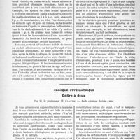 1375 - Page 1336 - Partie scientifique. Travaux Originaux. Diététique infantile. Alimentation et troubles alimentaires du nourrisson. La Dyspepsie simple, par P. Rohmer / Clinique psychiatrique. Délire à deux, par M. le professeur H. Claude. —- Asile clinique Sainte-Anne