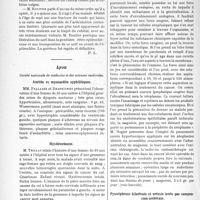 1389 - Page 1350 - Partie scientifique. L’Actualité Scientifique. Les Sociétés Savantes. Paris. Paralysie du cubital vingt ans après une fracture du coude, (Société de chirurgie; 13-2-1924) / Lyon. Société nationale de médecine et des sciences médicales.. Aortite et myocardite syphilitiques. / Hystérectomie. / Localisation radiographique des corps étrangers intraoculaires. / Considérations nouvelles sur le traitement du cancer. / Pyonéphrose bilatérale et urémie lente par compression urétérale.