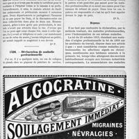 1420 - Page XI-1381 - Correspondance. Admission à l’assistance médicale d’une personne sans domicile de secours / Déclaration de maladie professionnelle