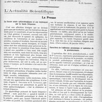 1436 - Page 1397 - Partie scientifique. Travaux Originaux. Clinique médicale. A propos de la fièvre typhoïde [E. -D. Gaston] / L’Actualité Scientifique. La Presse. La fissure anale sphinctéralgique et son traitement par la haute fréquence [(Paris médical, 26 janvier 1924)] / Caractères de l’adénome prostatique et opération de la prostatectomie [(Journ. des praticiens, 9 février 1924)]