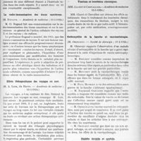 1542 - Page 1503 - Partie scientifique. L’Actualité Scientifique. Les Sociétés Savantes. Polyotie avec soudure gémellaire, (Académie de médecine ; 13-5-1924) / La radio-immunisation des tissus cancéreux, (Académie de médecine ; 13-5-1924) / Effets thérapeutiques des voyages en mer, (Académie de médecine ; 13-5-1924) / Thorium et leucémies chroniques, (Académie de médecine 13-5-1924) / Ostéomyélite de la hanche et vaccinothérapie, (Société de chirurgie ; 27-2-1924) / Diabète insipide et syphilis, (Soc. méd. des hôp. ; 14-3-1924)