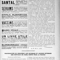 1550 - Page 1511 - Partie professionnelle. Travaux Originaux. Le triomphe de l'exercice illégal. Je demande l’abrogation de la loi de 1892. — Un film de Clément Vautel. - Guérisseurs et spécialistes- — Sic vos non vobis [G. Duchesne] / Inauguration du monument aux externes et anciens externes des hôpitaux de Paris, morts pour la France